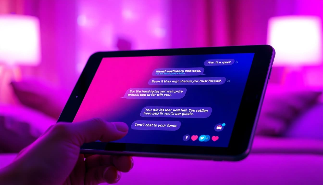 Interactive chat interface for porn ai chat on a modern device, showcasing vibrant colors and engaging text.