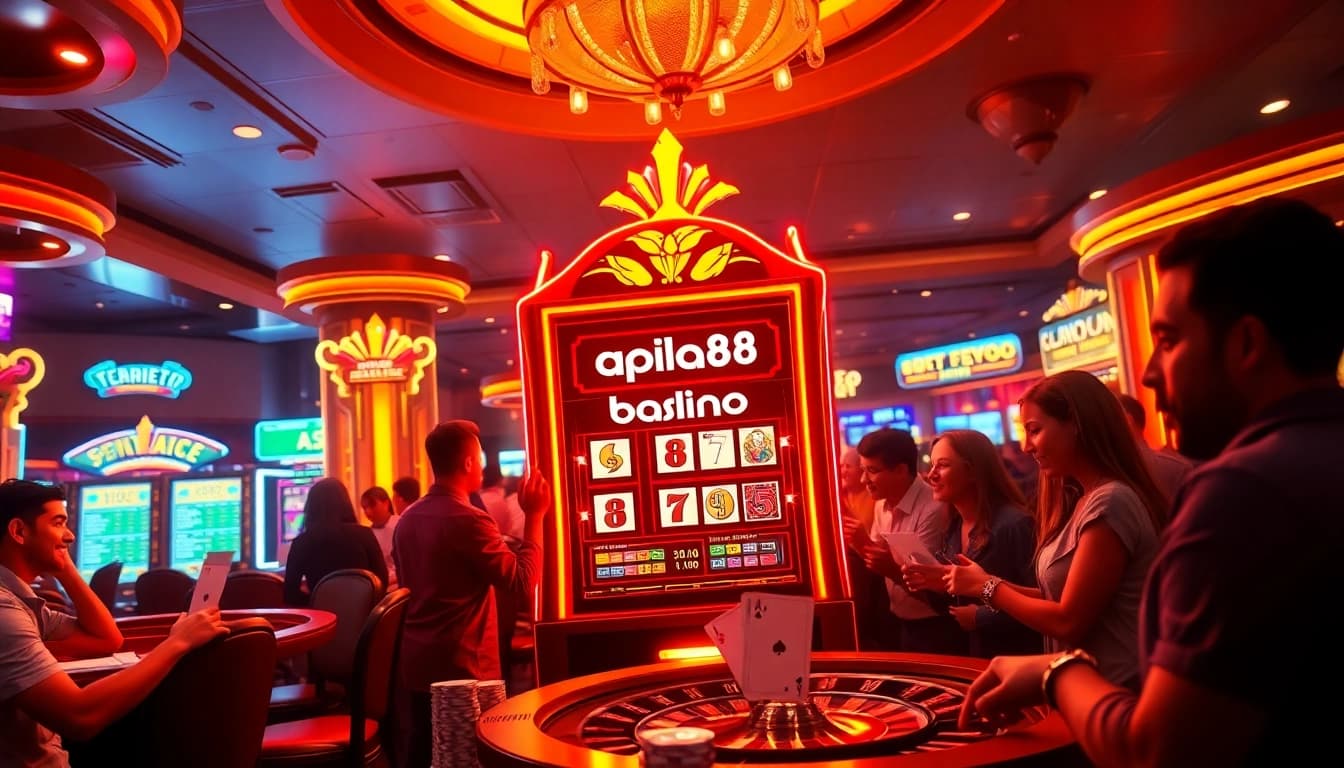 Players enjoying the excitement of slot online apiraja88 in a luxurious casino setting.
