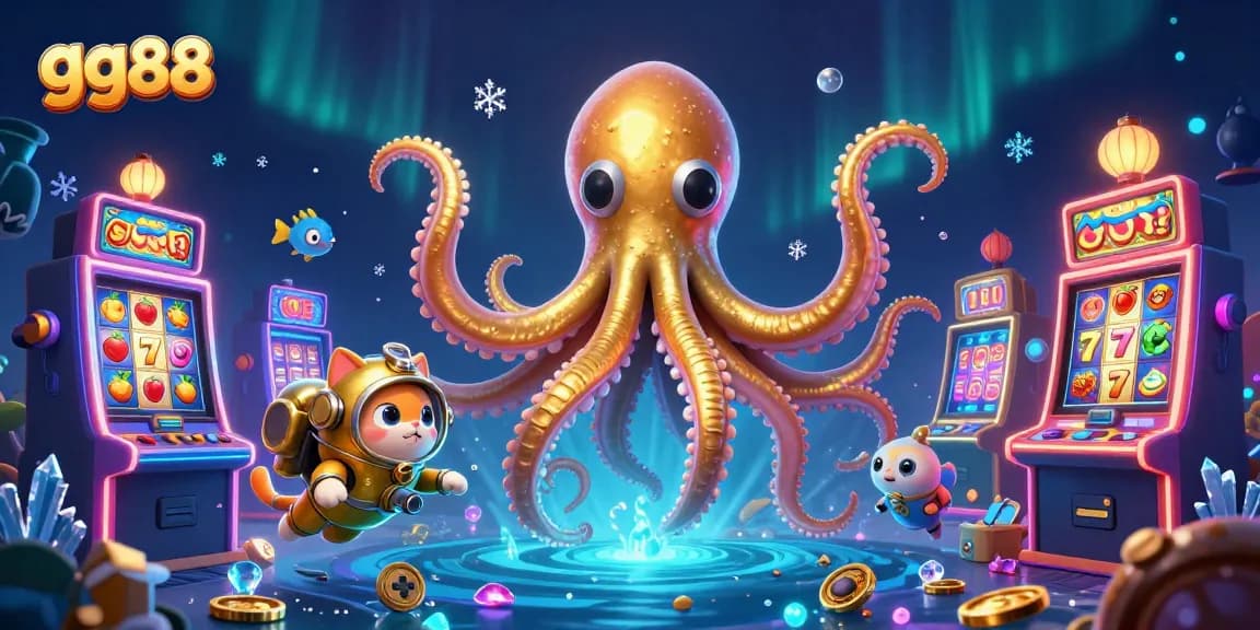 Play exciting games at gg88 with jackpot slots and vibrant casino elements in a magical underwater scene.