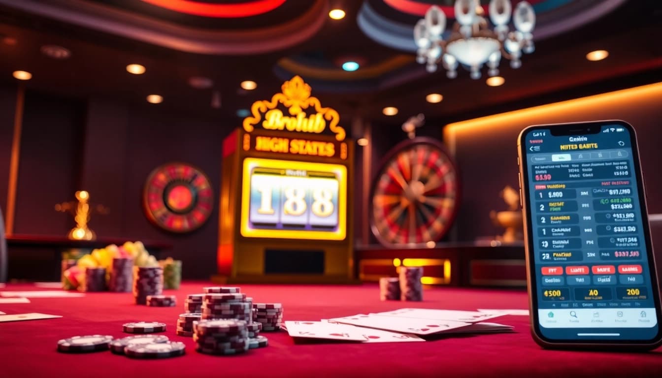 Experience excitement at Bro138's premium slot machines in a luxurious casino setting.