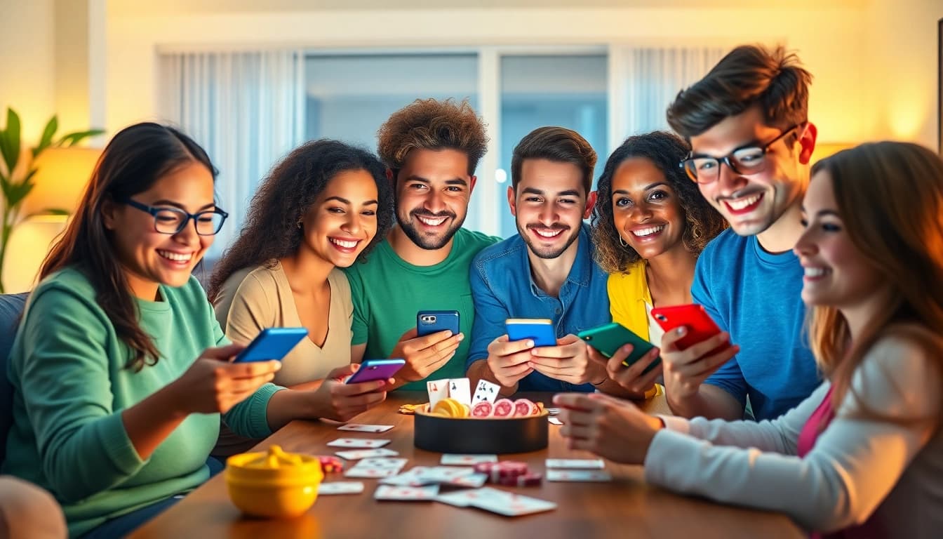Young adults enjoying Yono VIP games in a lively, welcoming living room.