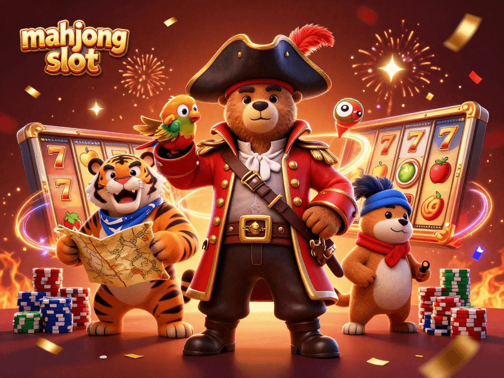 Experience the excitement of mahjong slot with vibrant reels and colorful fruit symbols in an engaging casino scene.