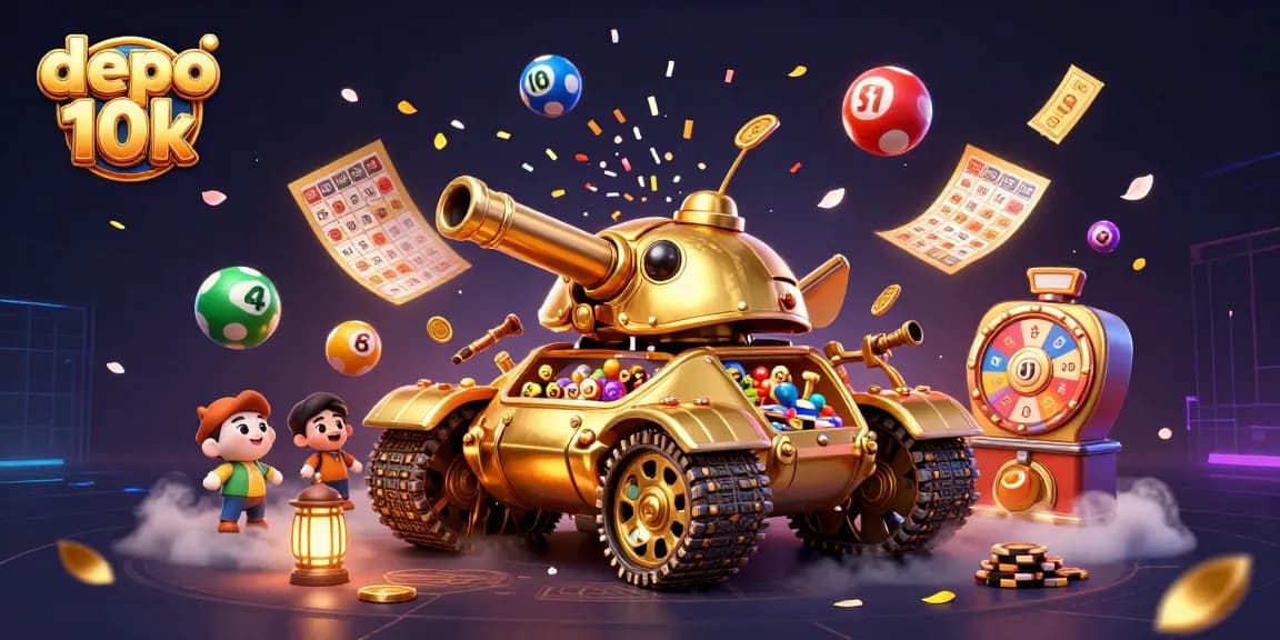 Play the depo 10k slot game with a vibrant casino atmosphere and thrilling interactive elements.