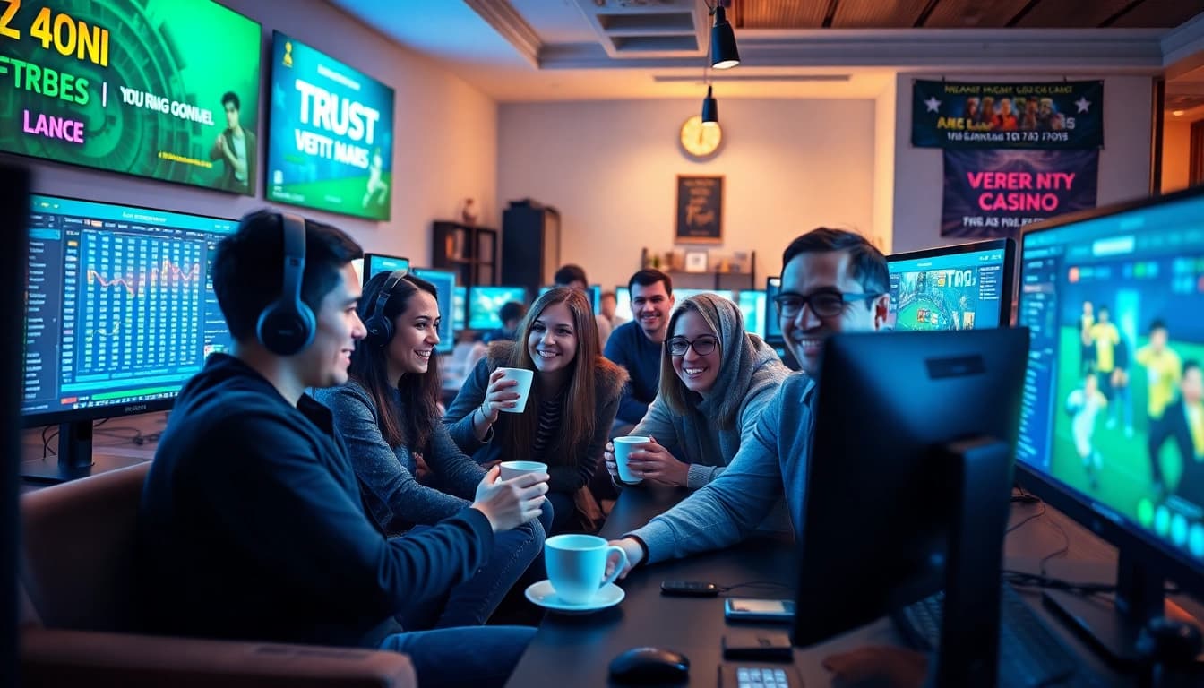 Exciting online gaming scene showcasing TOP nhà cái uy tín with players engaging with promotional offers.