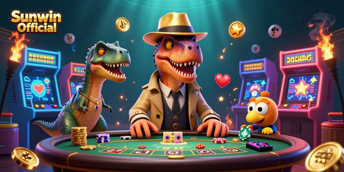 Engage in thrilling gameplay at Sunwin Official as cartoon characters interact around a blackjack table.