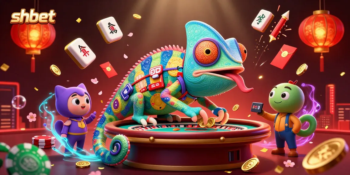 Engage with shbet's vibrant chameleon casino owner amidst a dazzling 3D gaming environment.