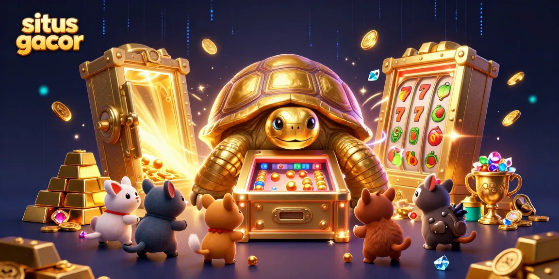 Experience the excitement of situs gacor with playful characters and engaging slot elements in a vibrant casino scene.