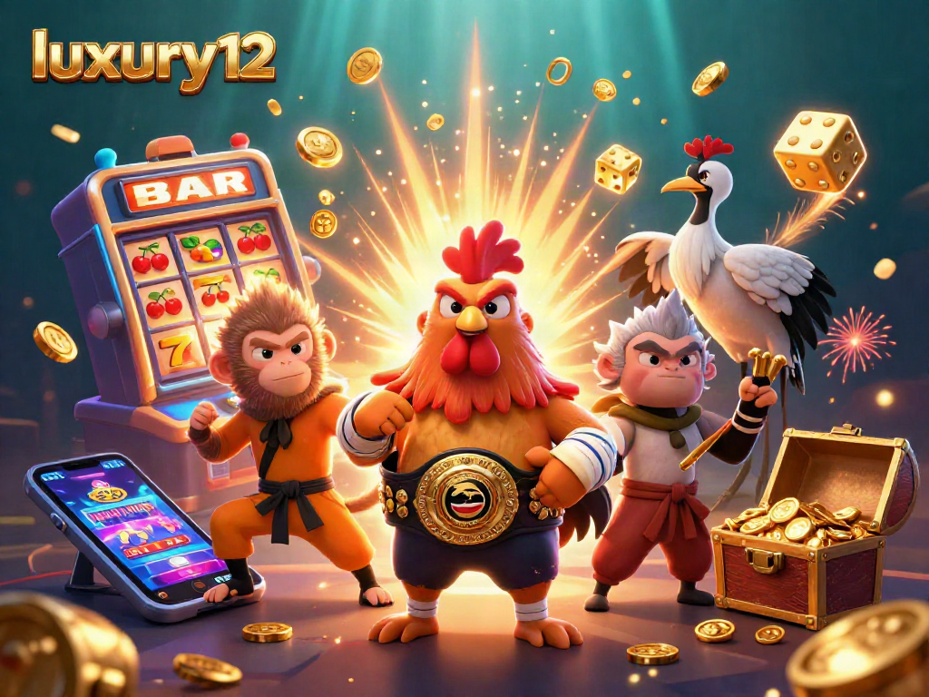 Kontes hebat judi di luxury12 dengan simbol slot, daerah meriah, dan karakter unik.