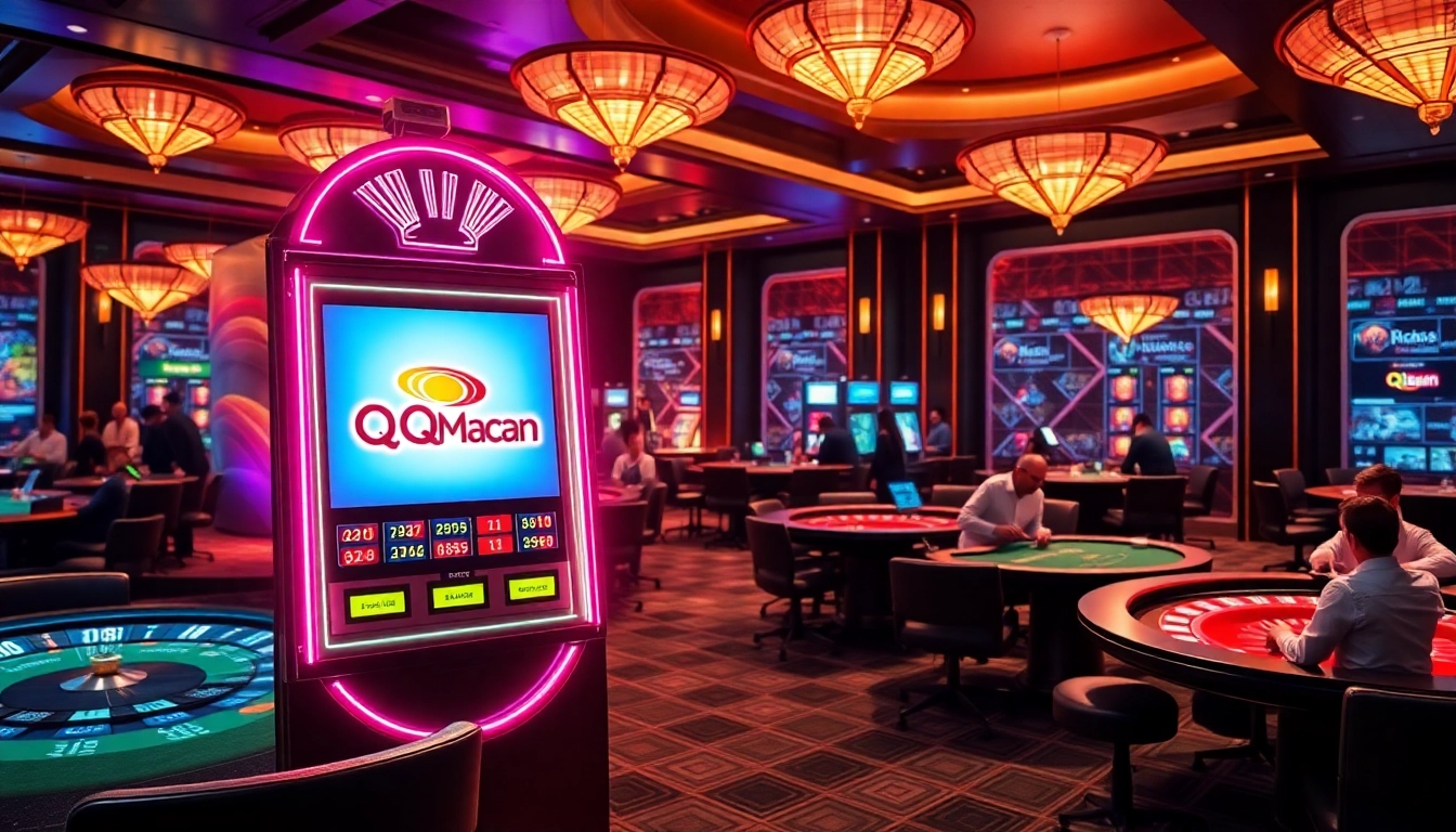 Experience thrilling gameplay at QQMacan's premium online casino platform with exciting slot machines and vibrant atmosphere.
