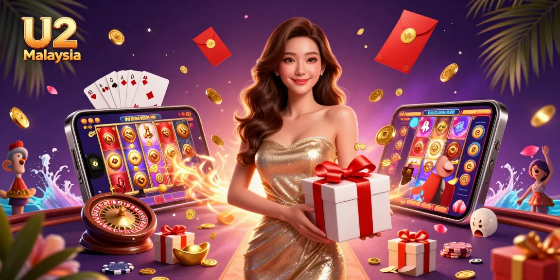 Engage with thrilling U2 Malaysia slot games and festive fun in this dynamic casino scene.