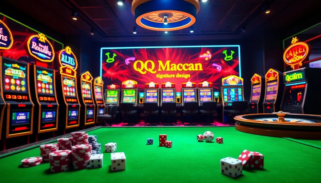 Experience thrilling gaming action at QQMacan's premium slot machines in a luxurious casino atmosphere.