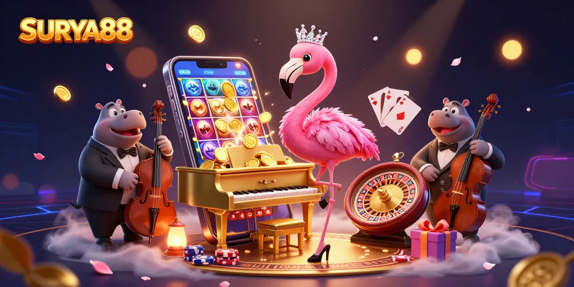 SURYA88 invites players to experience vibrant casino gaming with entertaining characters and dynamic slot action.