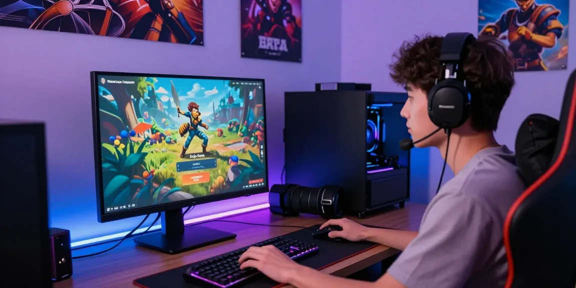 Player using Raja Game login on a vibrant gaming setup with colorful elements and accessories.