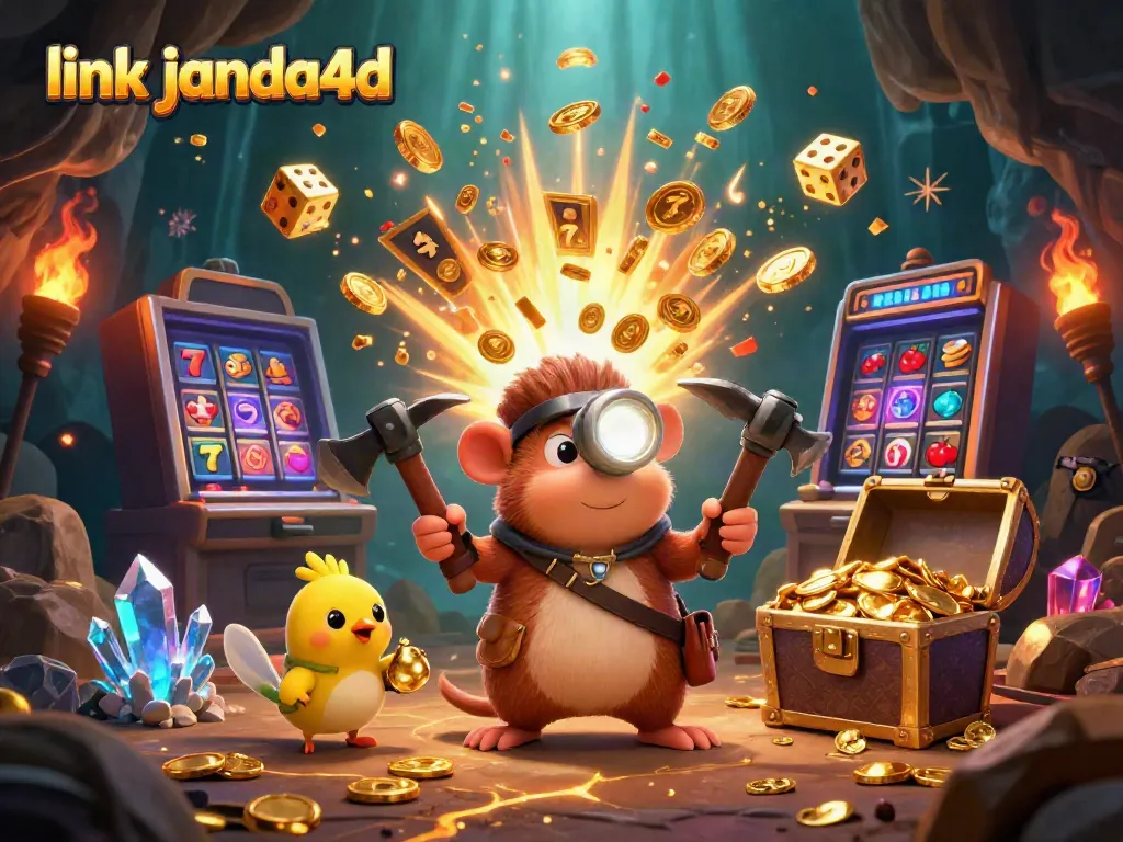 Link janda4d menampilkan karakter pahlawan tikus dengan koin dan simbol keberuntungan dalam ilustrasi 3D.