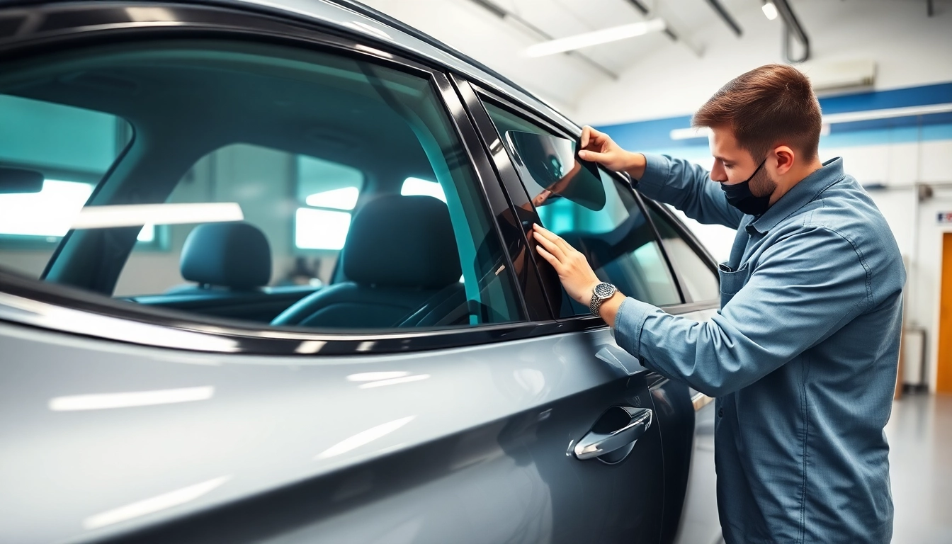 Enhance your vehicle's style with auto window tint near me services being applied by a skilled technician.