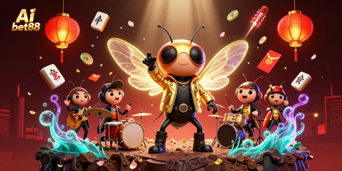 Ai bet88 showcases vibrant 3D casino elements with a rock star theme for a lively gaming experience.