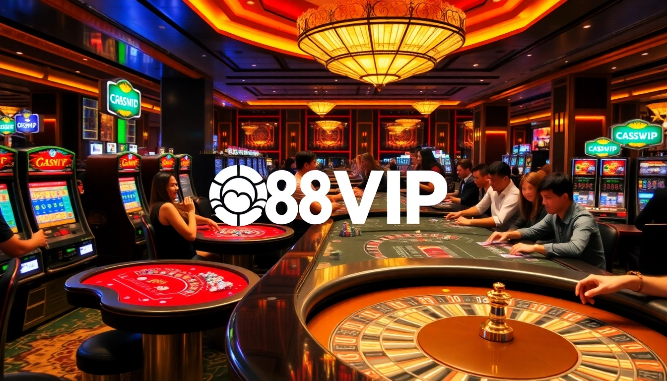 Experience the excitement of gambling at 68VIP with vibrant tables, chips, and a sleek casino atmosphere.