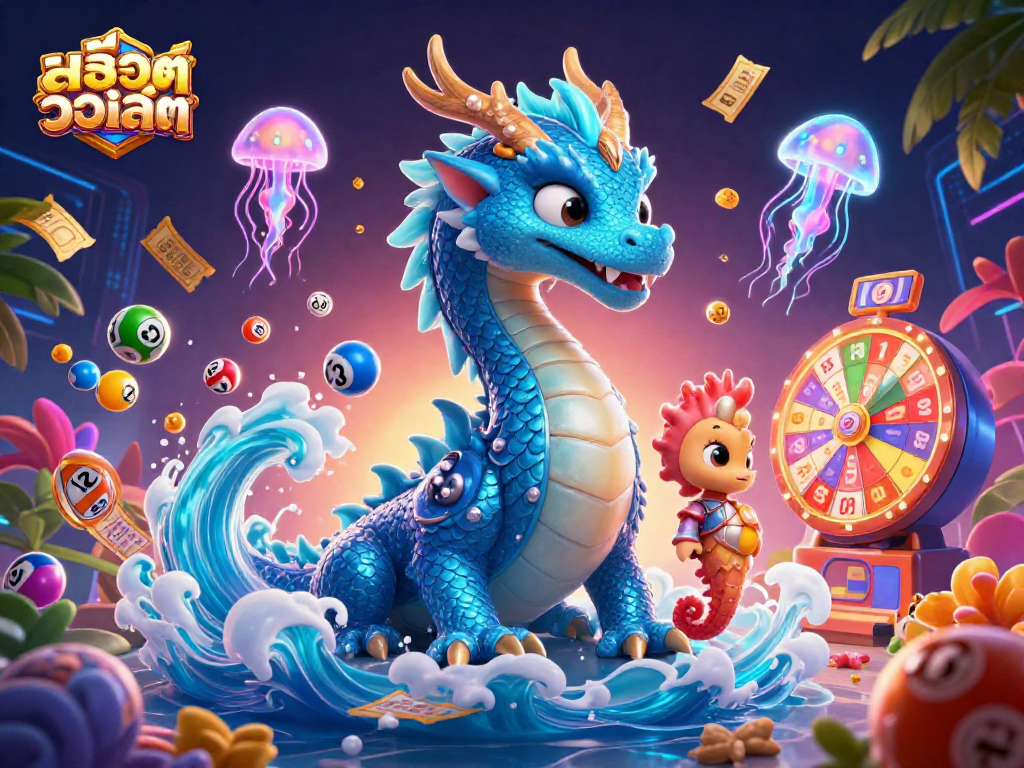 Engage with สล็อตวอเลท in an energetic 3D casino scene with vibrant visuals and dynamic elements.