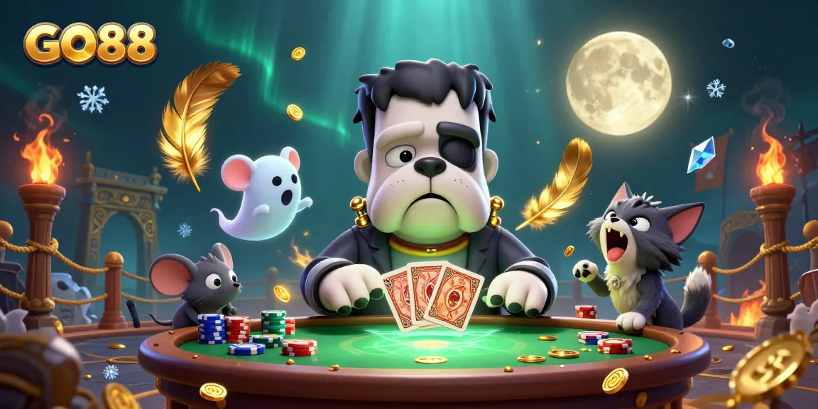 Experience thrilling gameplay at GO88 with a lively scene of casino action featuring unique characters.