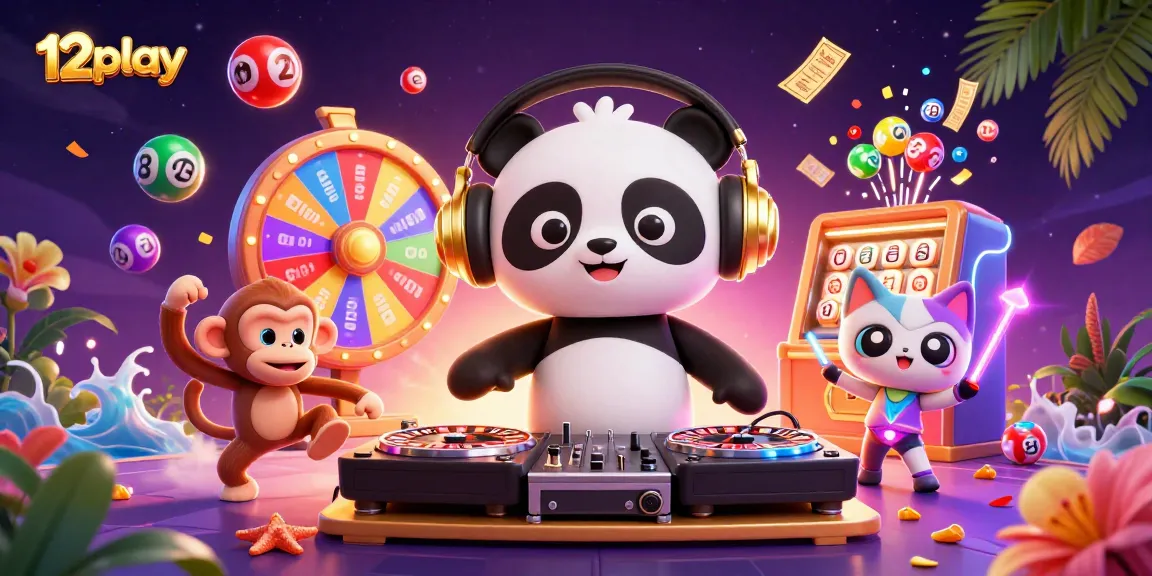 Experience excitement at 12play with lively characters and vibrant casino elements in a dynamic scene.