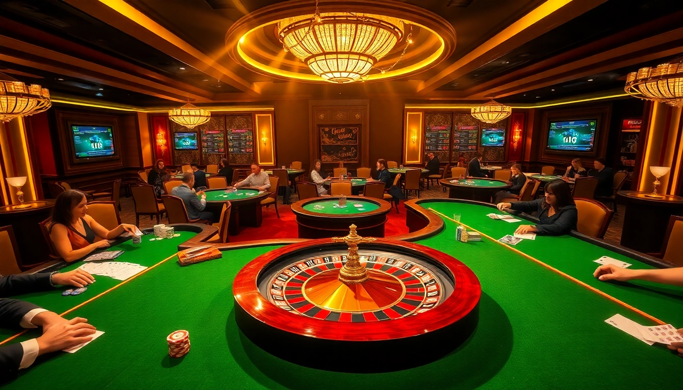 Experience thrilling moments with Go88vn at an upscale casino featuring roulette and poker tables.