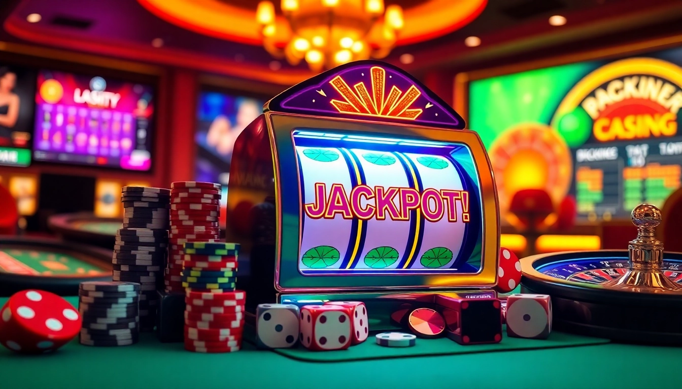 Engaging casino scene featuring slot online apiraja88 machine with vibrant colors and thrilling atmosphere.