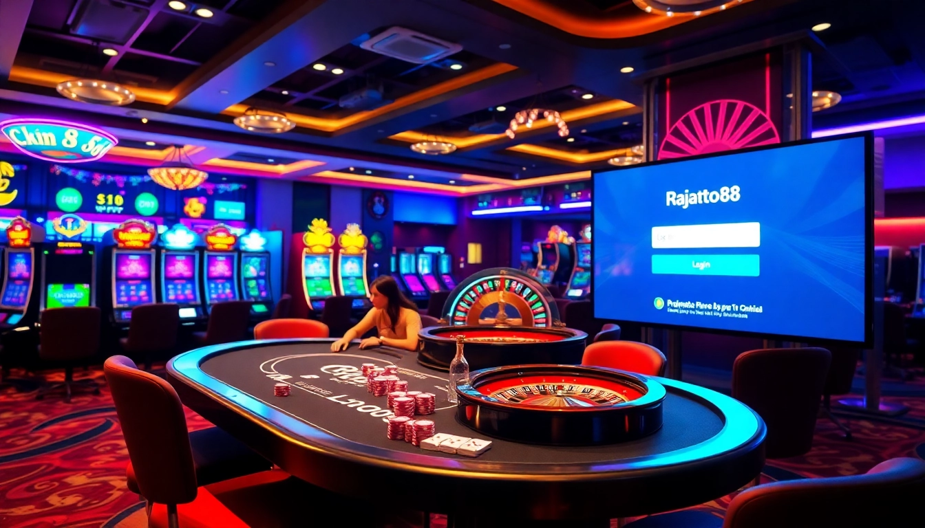 Experience the thrill of login rajatoto88 at a luxurious casino gaming table with exciting cards and chips.
