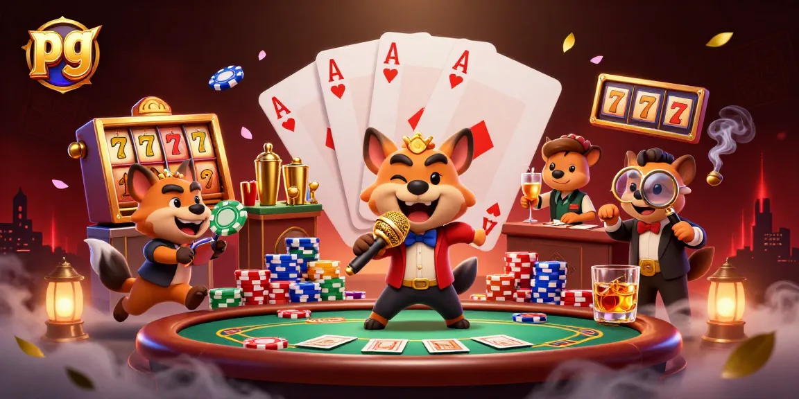 Experience thrilling pg slots with lively hyenas at a vibrant casino club illustration.